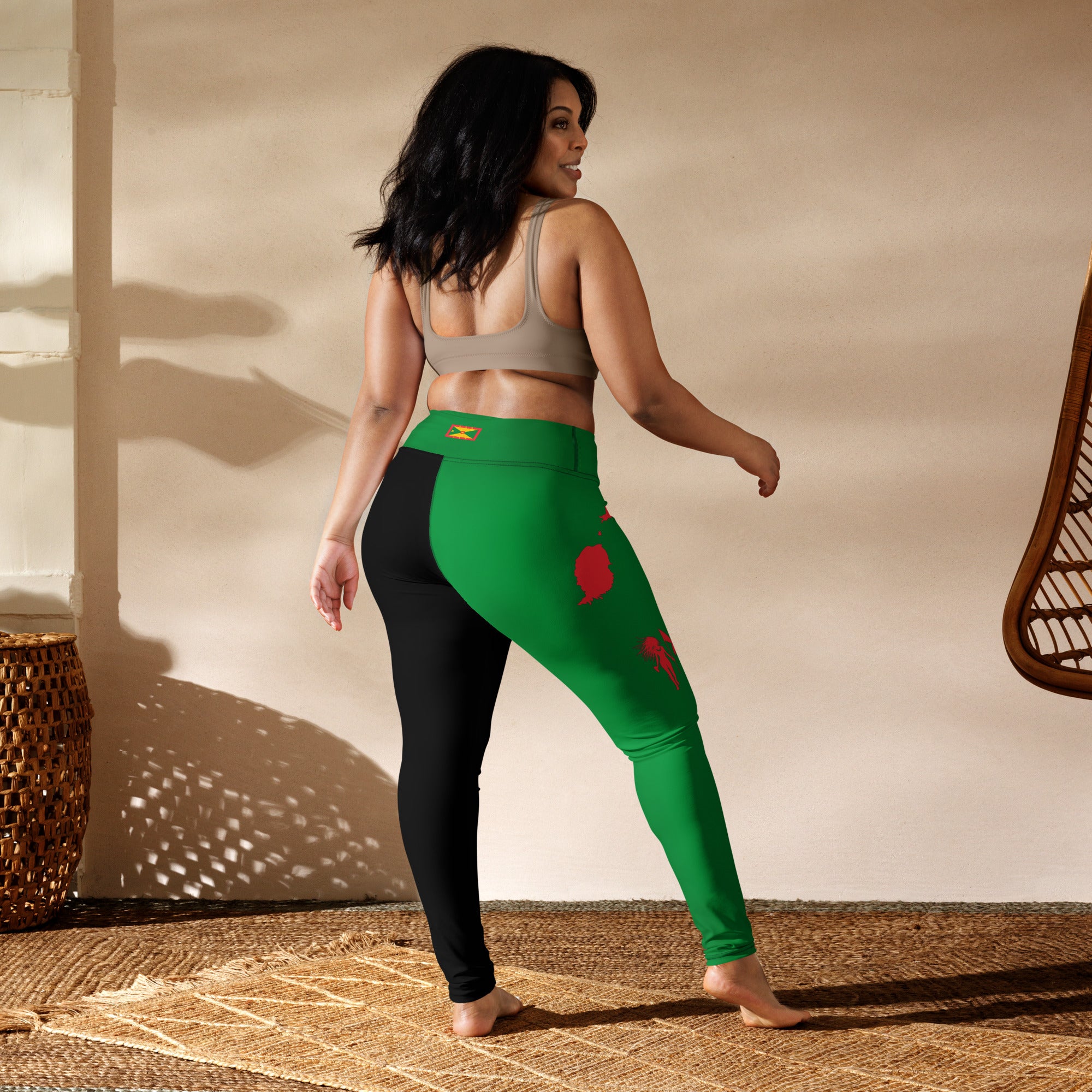 Grenada Yoga Leggings (Green with Black)-Fete Massive