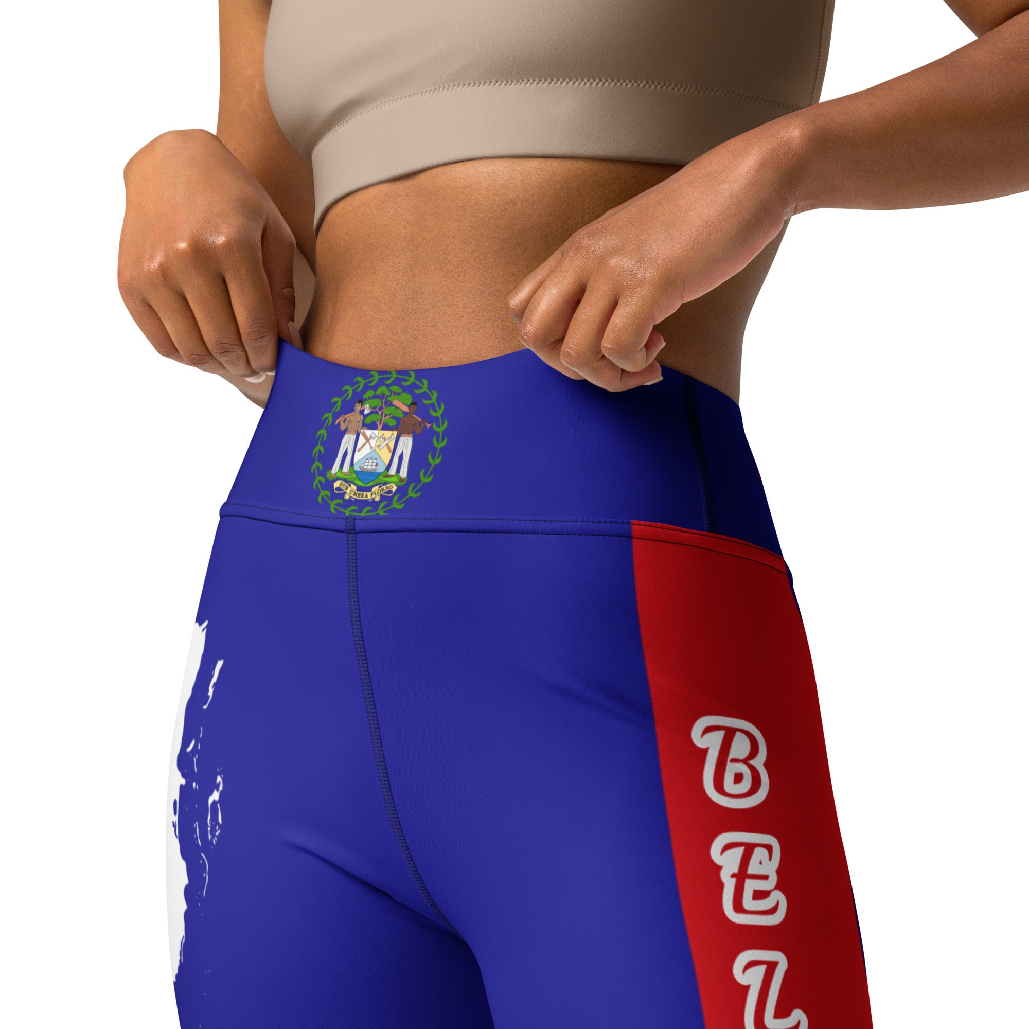 Belize Flag Yoga Leggings-Fete Massive