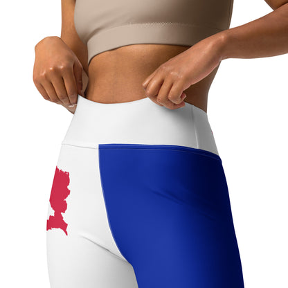 Haiti Flag Yoga Leggings (White)