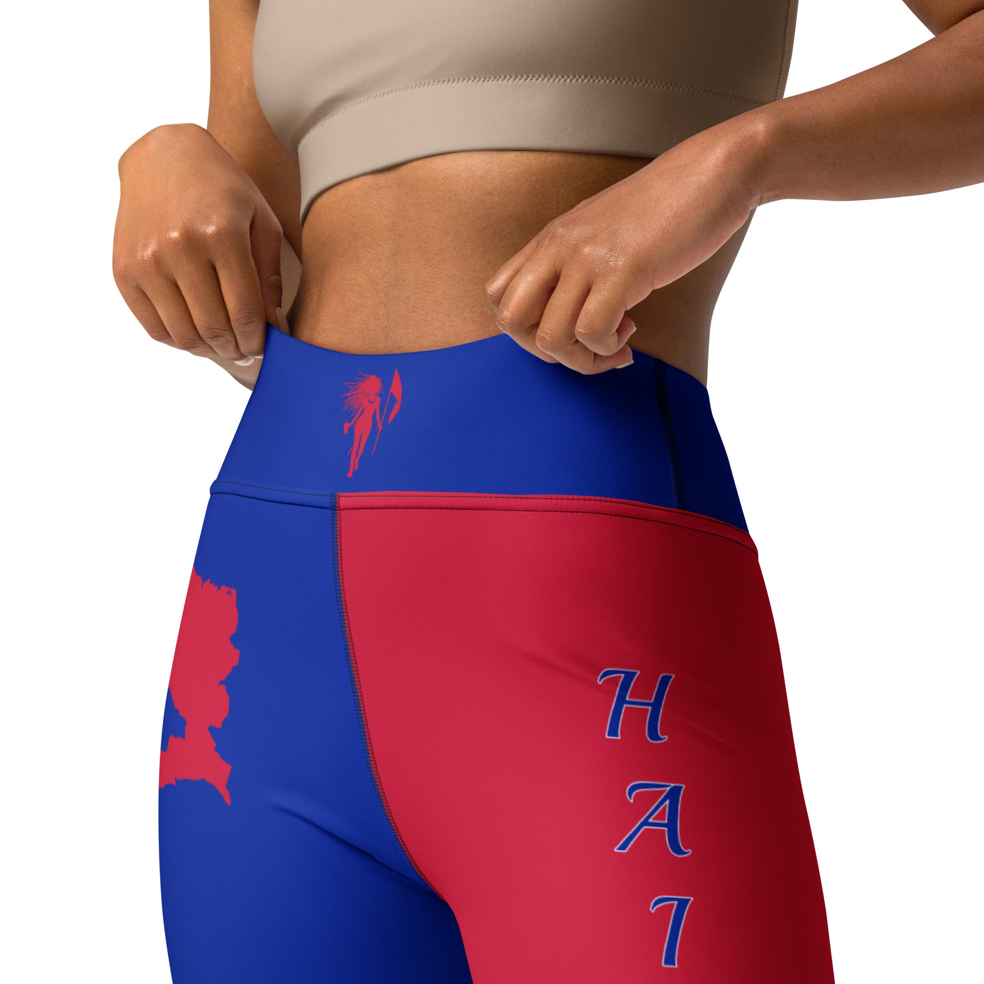 Haiti Flag Yoga Leggings-Fete Massive