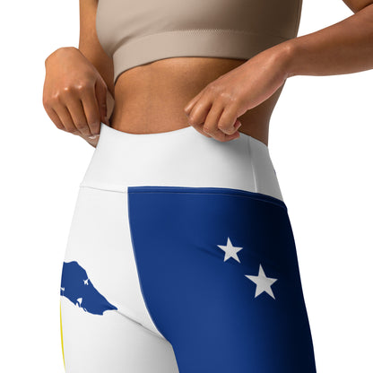 Curacao Flag Yoga Leggings (White)