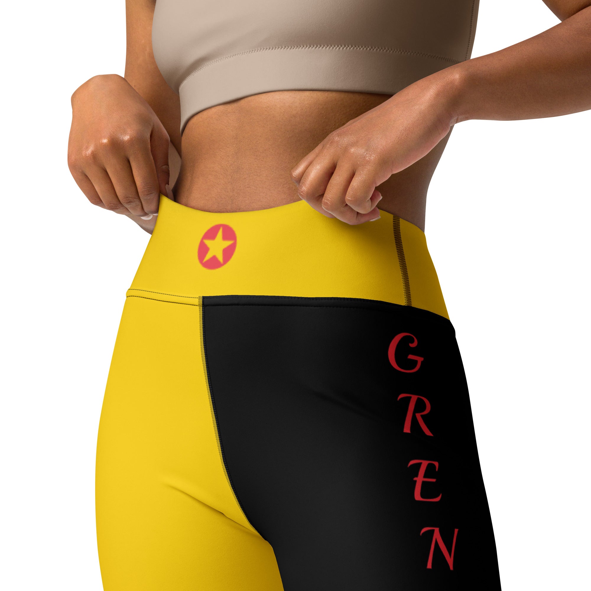 Grenada Yoga Leggings (Yellow & Black)-Fete Massive