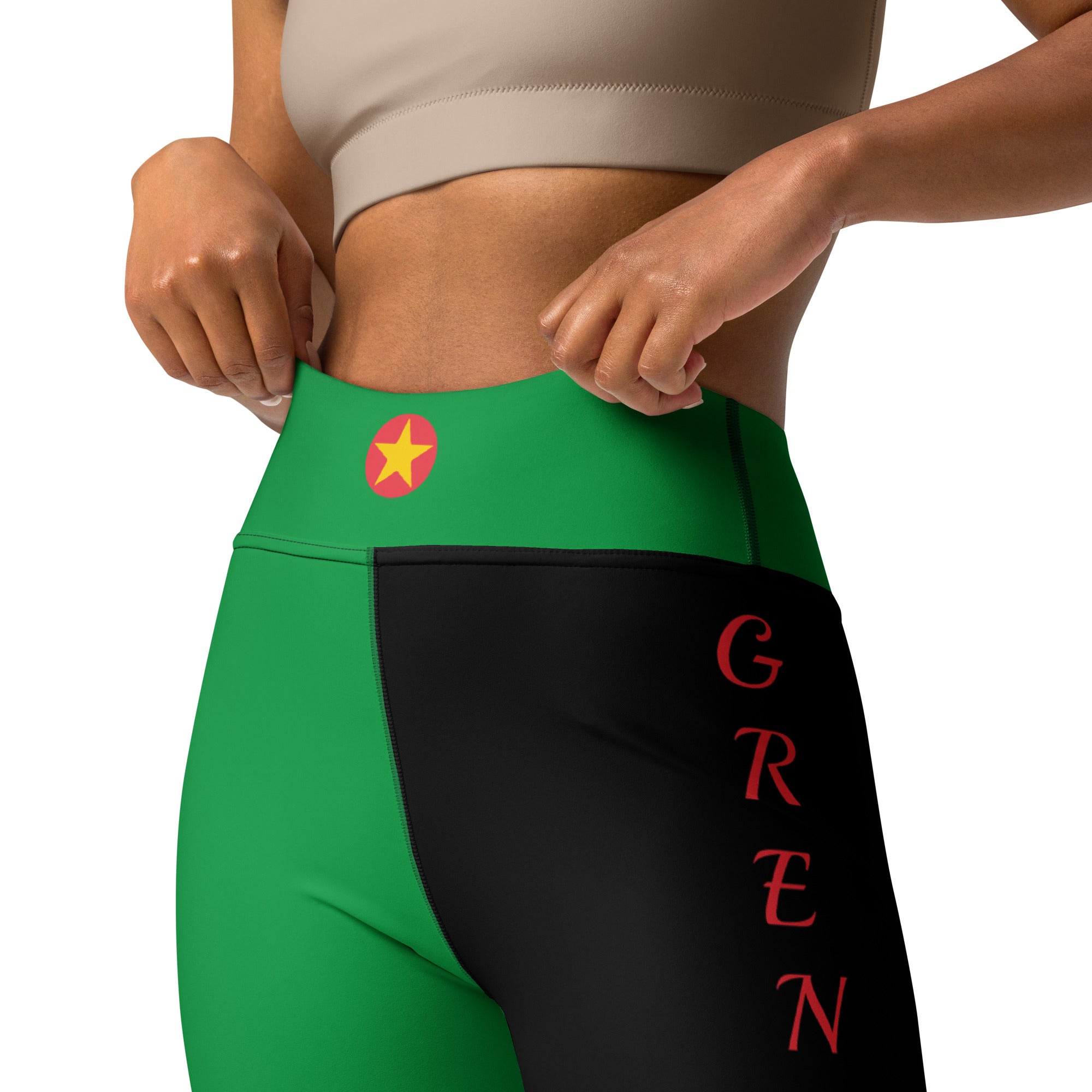 Grenada Yoga Leggings (Green with Black)-Fete Massive