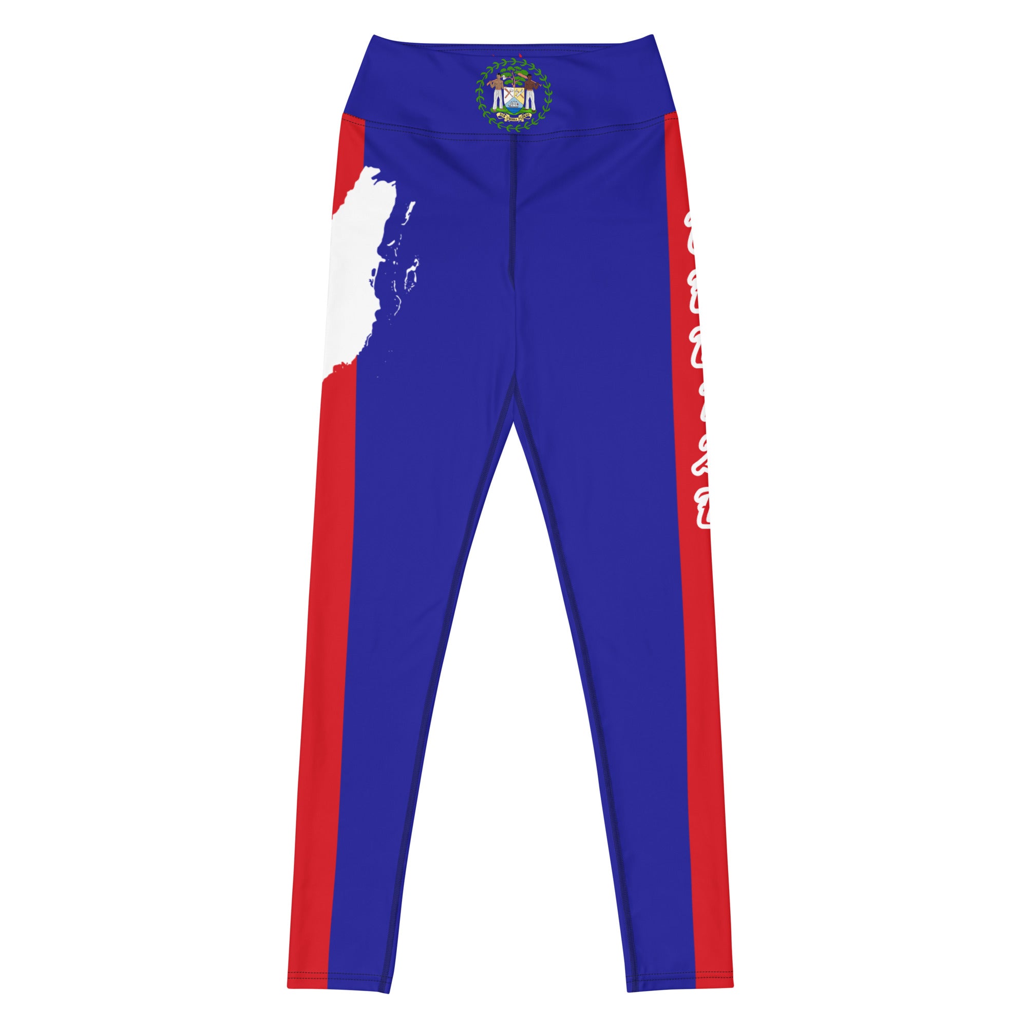 Belize Flag Yoga Leggings-Fete Massive