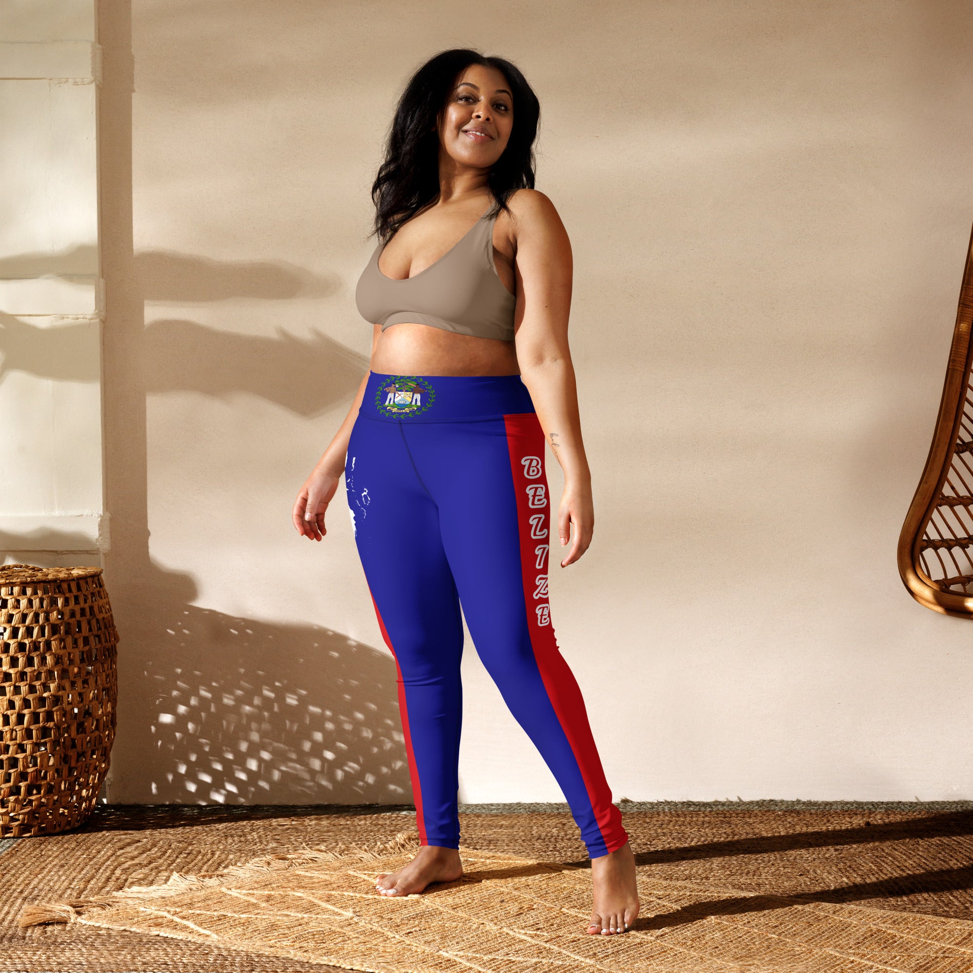 Belize Flag Yoga Leggings-Fete Massive