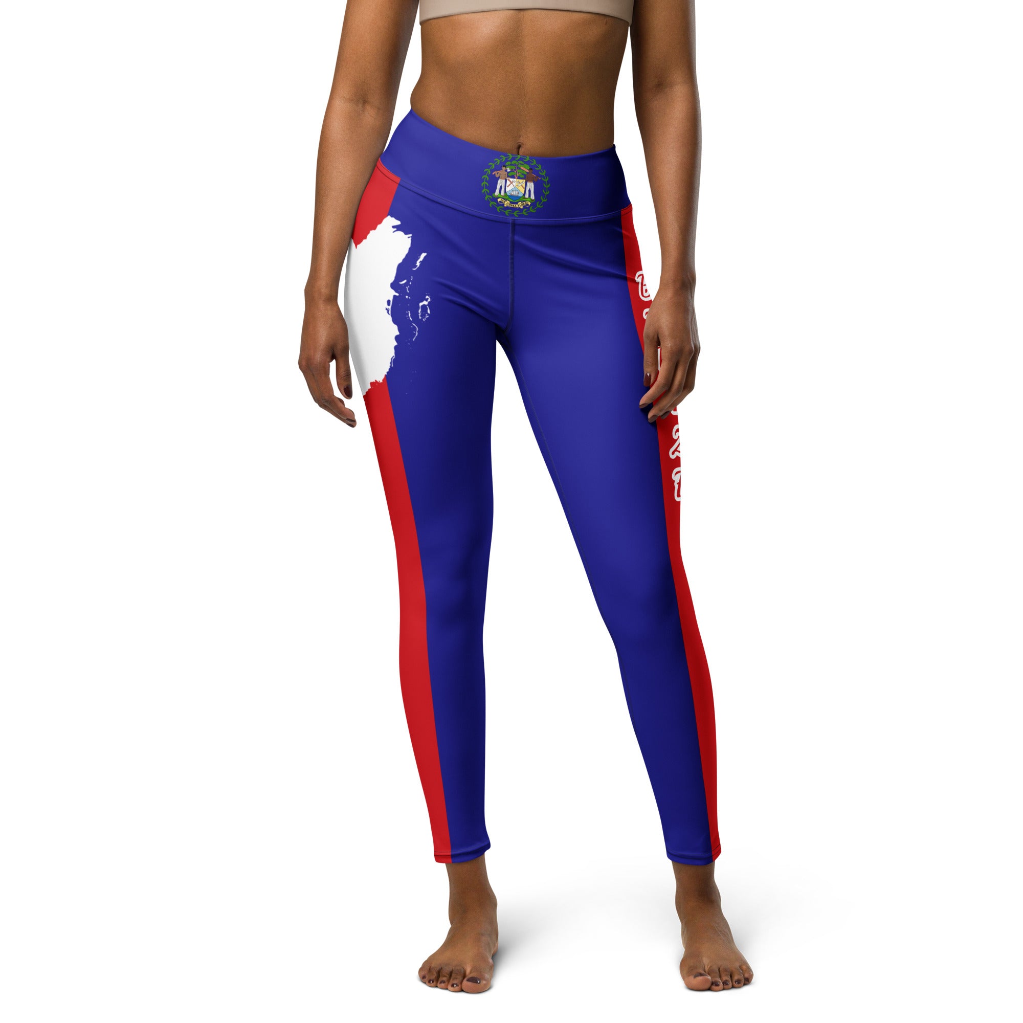 Belize Flag Yoga Leggings-Fete Massive