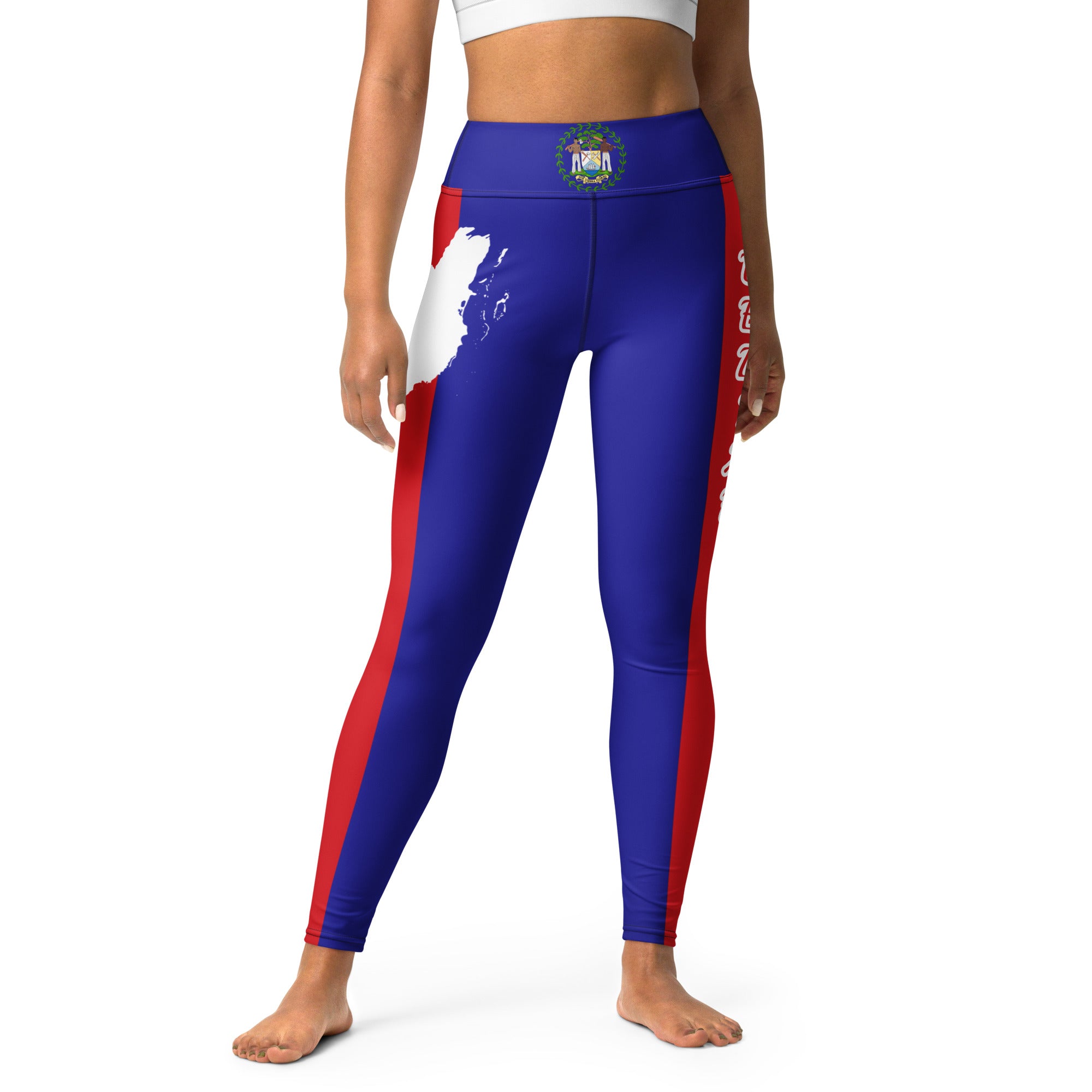 Belize Flag Yoga Leggings-Fete Massive