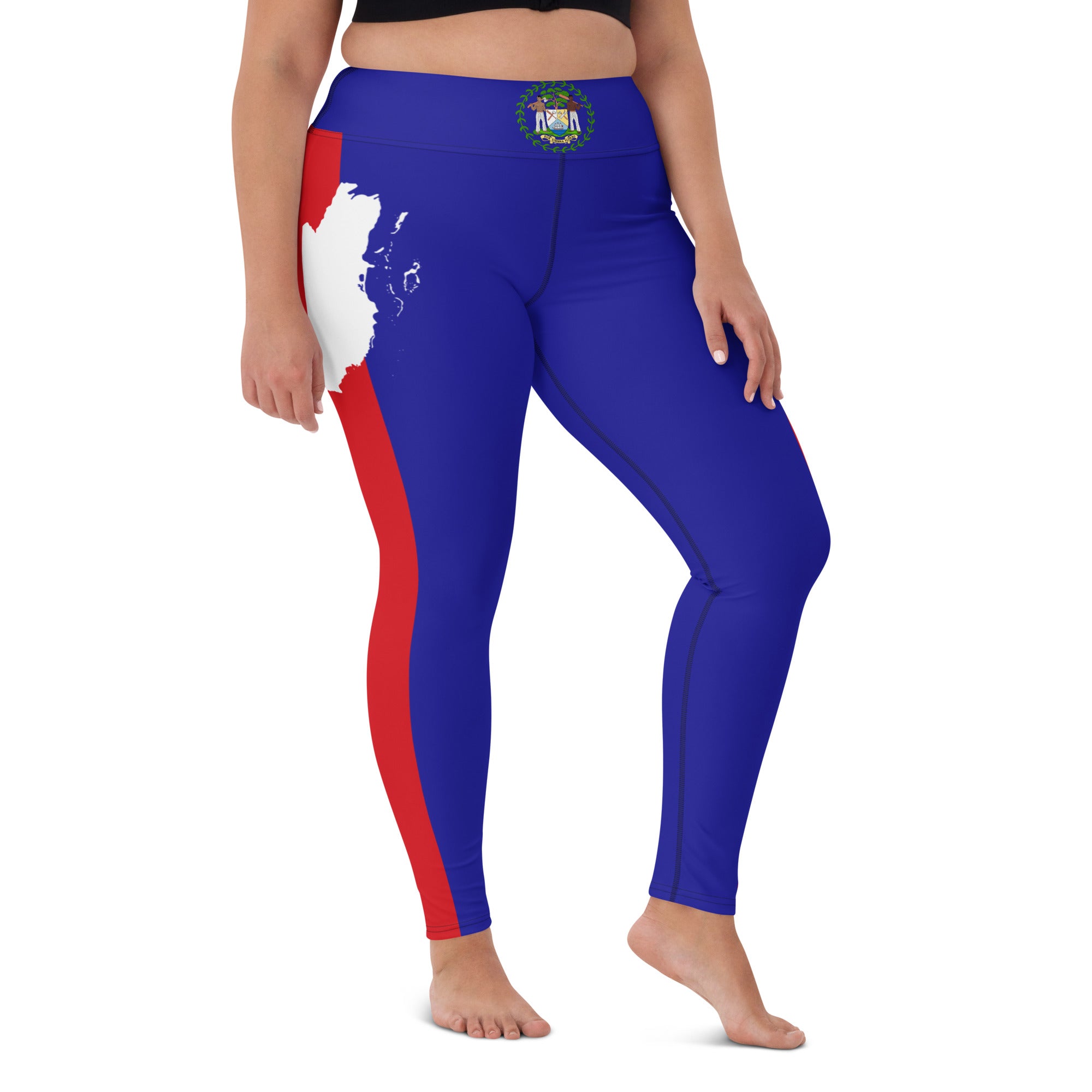 Belize Flag Yoga Leggings-Fete Massive