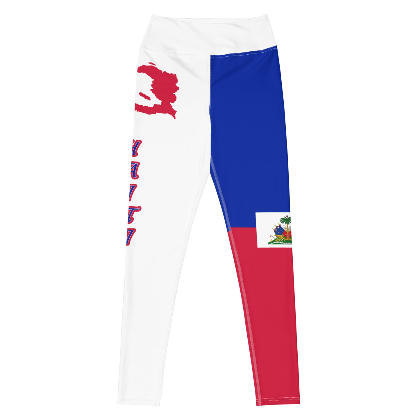 Haiti Flag Yoga Leggings (White)