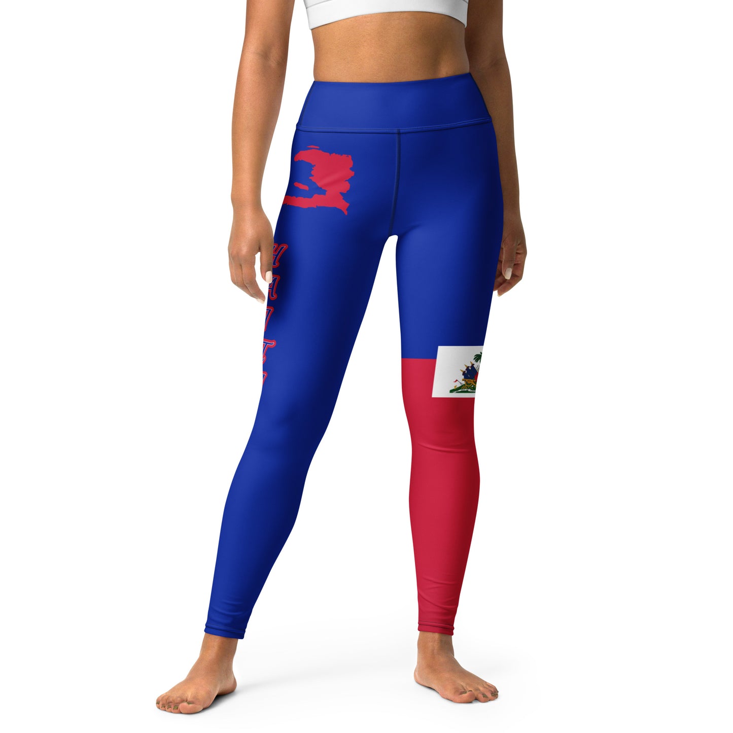 Haiti Flag Yoga Leggings (Blue)