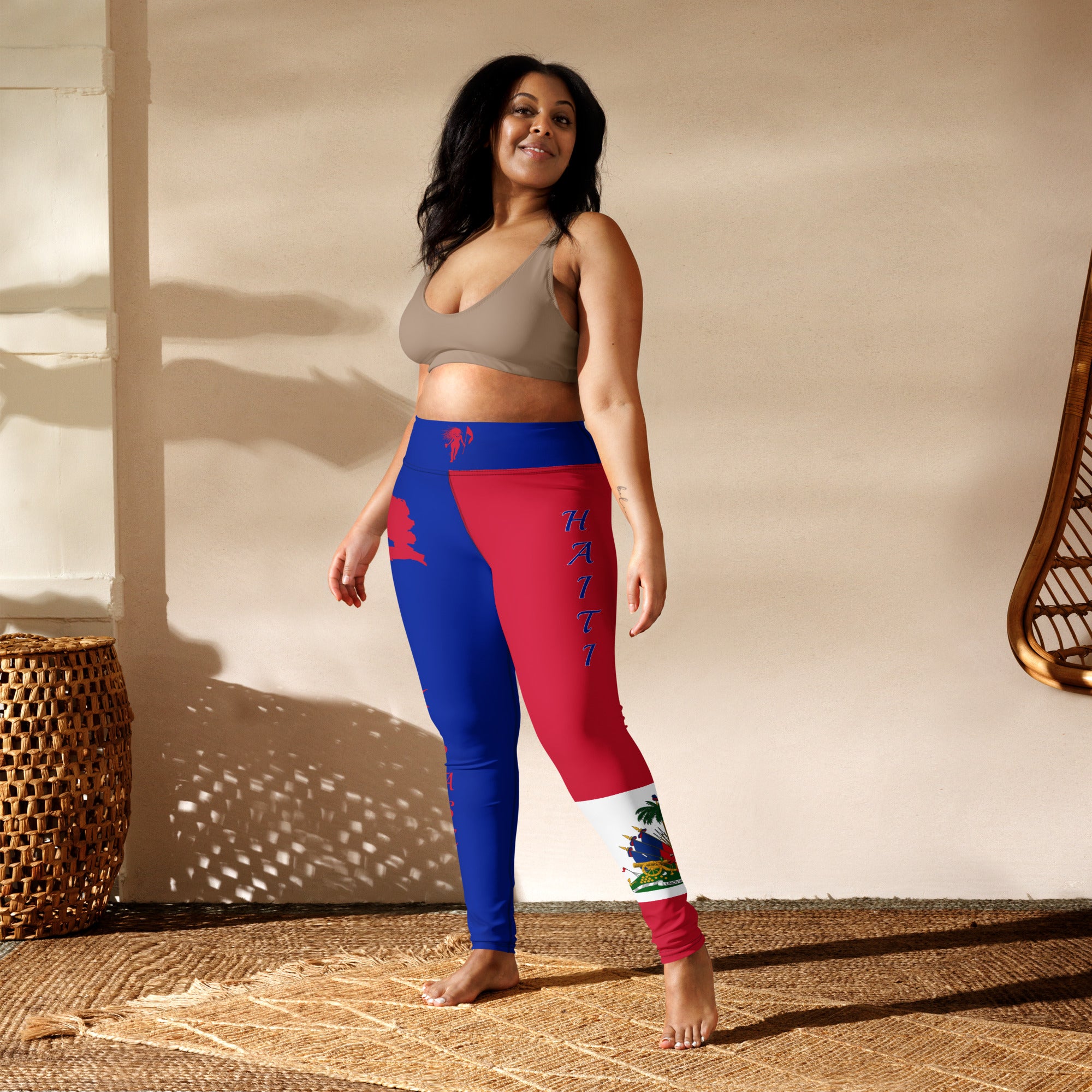 Haiti Flag Yoga Leggings-Fete Massive