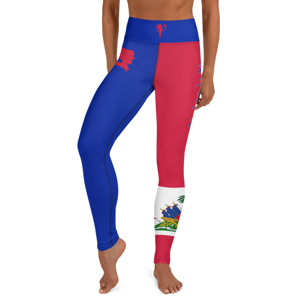 Haiti Flag Yoga Leggings-Fete Massive