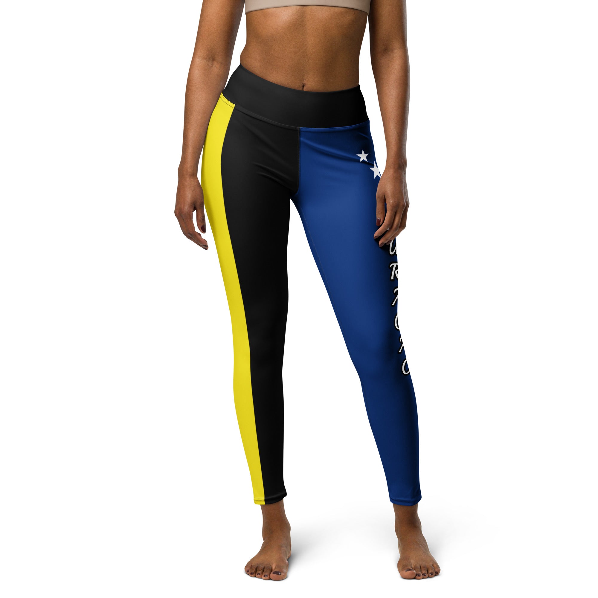 Curacao Flag Yoga Leggings Black-Fete Massive