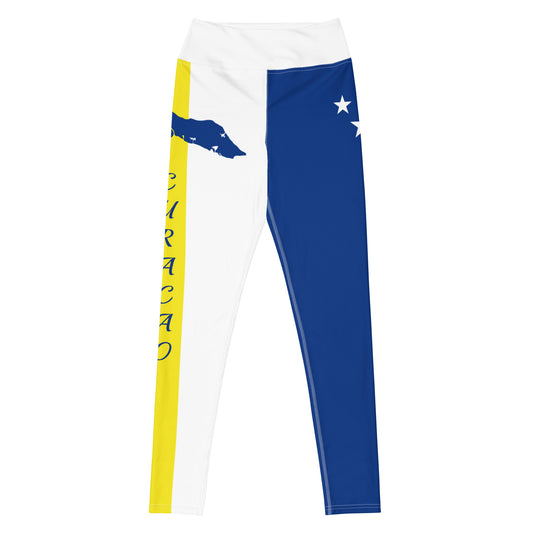 Curacao Flag Yoga Leggings (White)