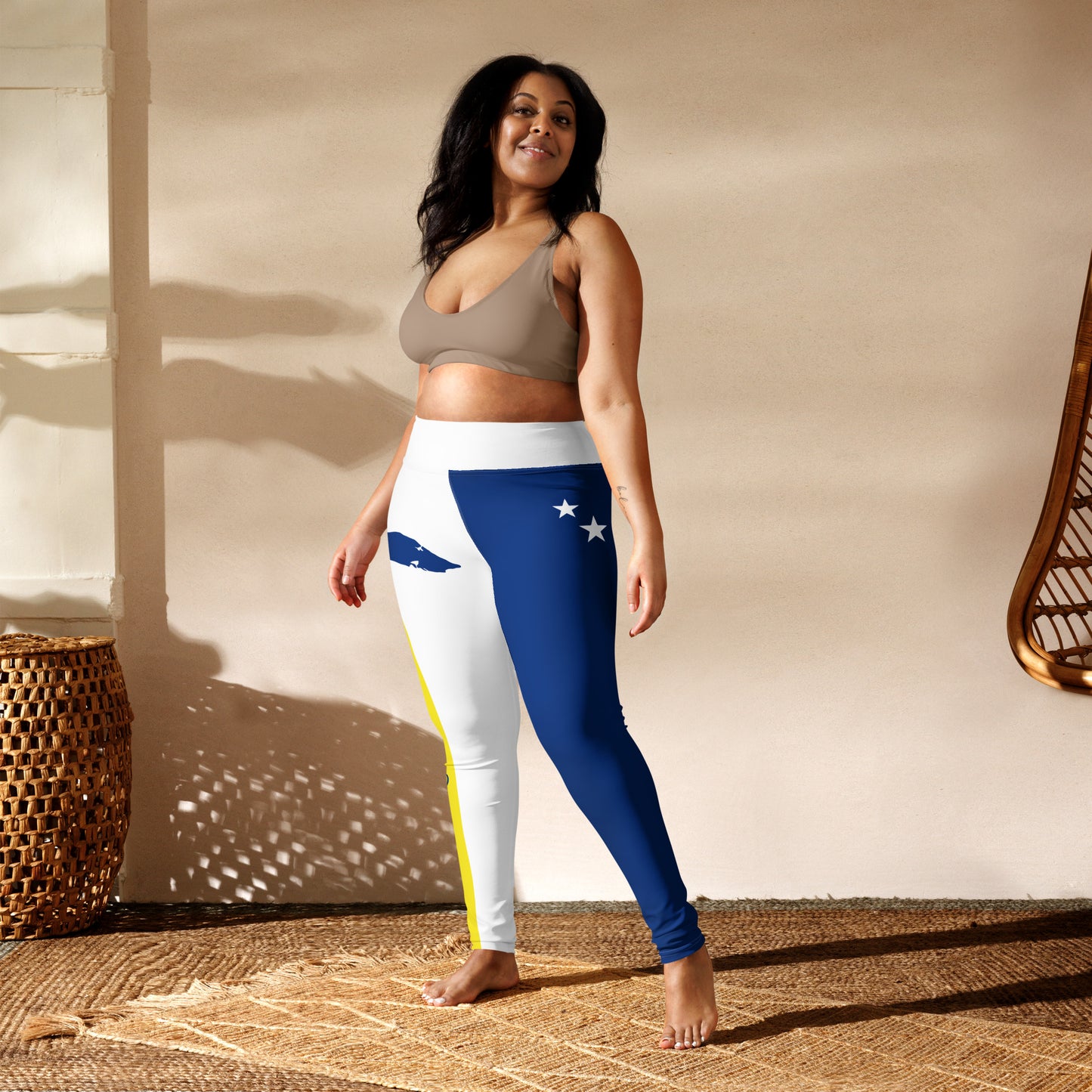 Curacao Flag Yoga Leggings (White)