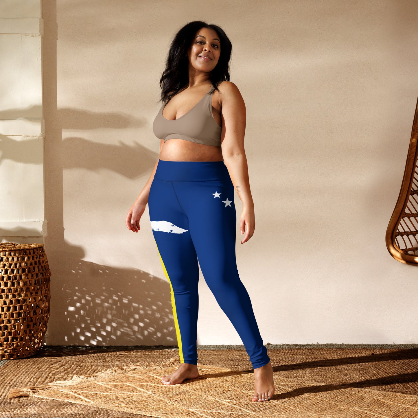 Curacao Flag Yoga Leggings (Blue)