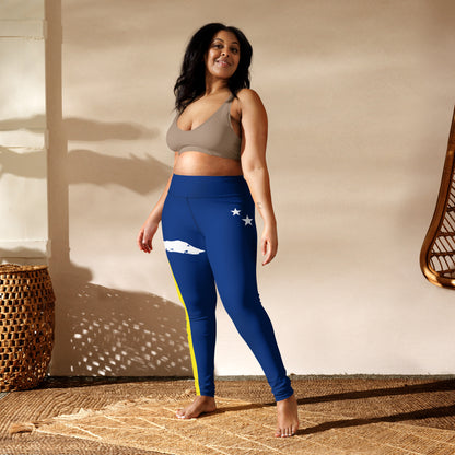 Curacao Flag Yoga Leggings (Blue)