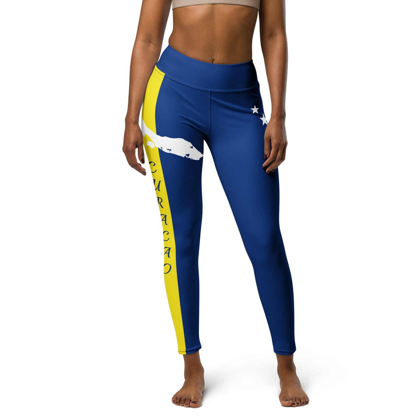 Curacao Flag Yoga Leggings (Blue)