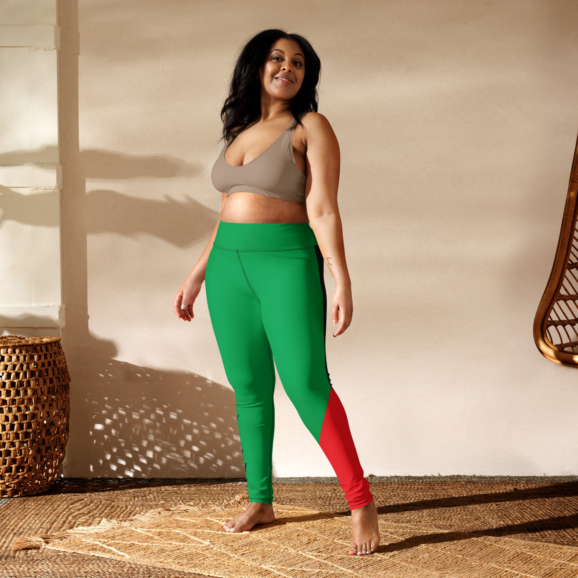 Martinique Yoga Leggings (Green Flag)-Fete Massive