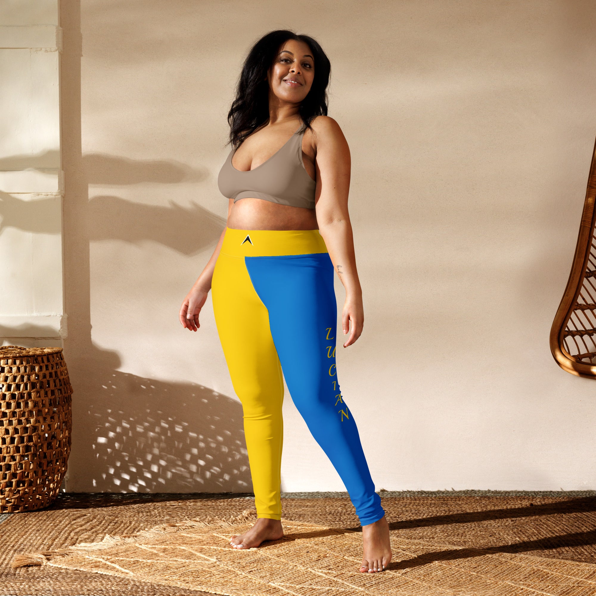 St. Lucia Yoga Leggings (Yellow & Blue)-Fete Massive