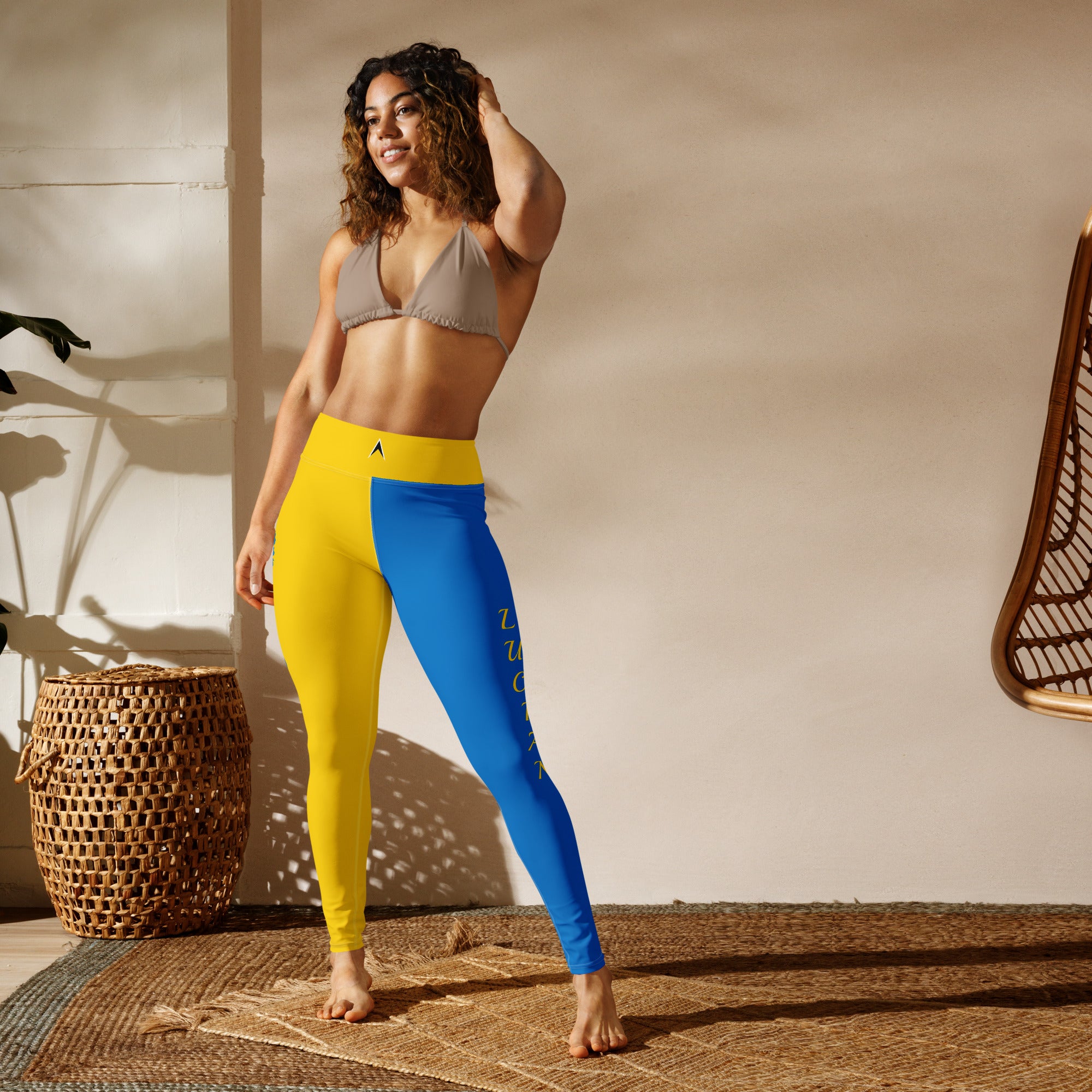 St. Lucia Yoga Leggings (Yellow & Blue)-Fete Massive