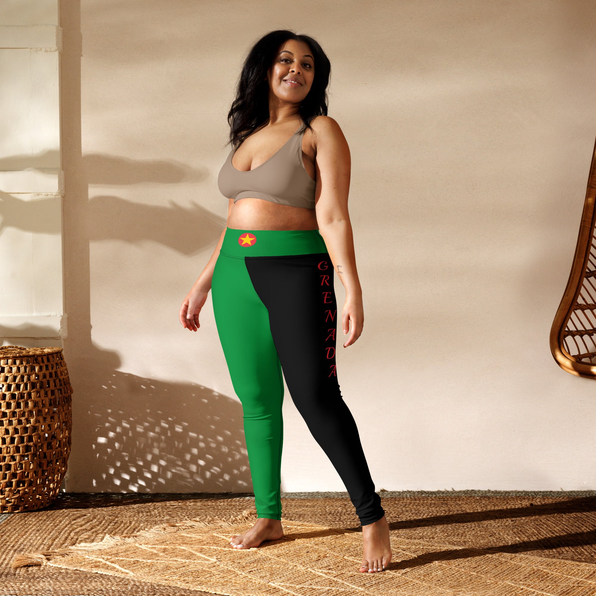 Grenada Yoga Leggings (Green with Black)-Fete Massive