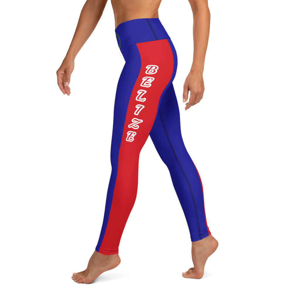 Belize Flag Yoga Leggings-Fete Massive