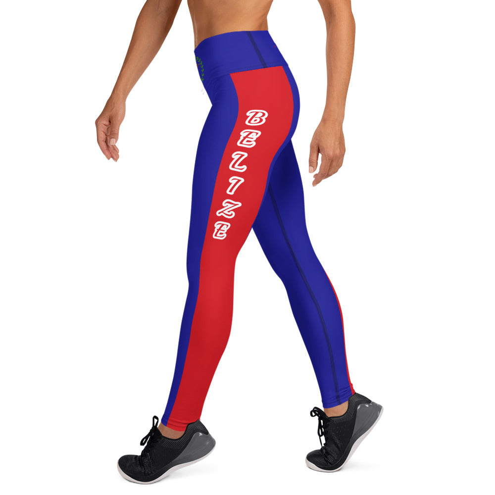 Belize Flag Yoga Leggings-Fete Massive