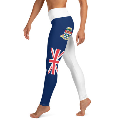 Caymen Islands Flag Yoga Leggings White