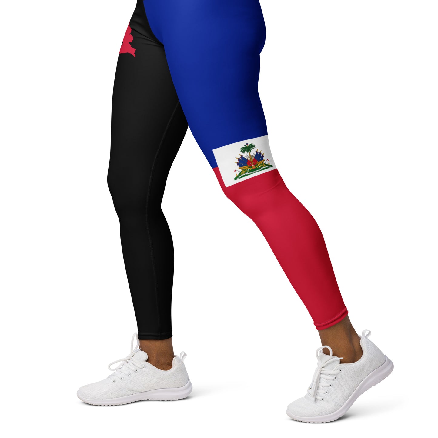 Haiti Flag Yoga Leggings (Black)