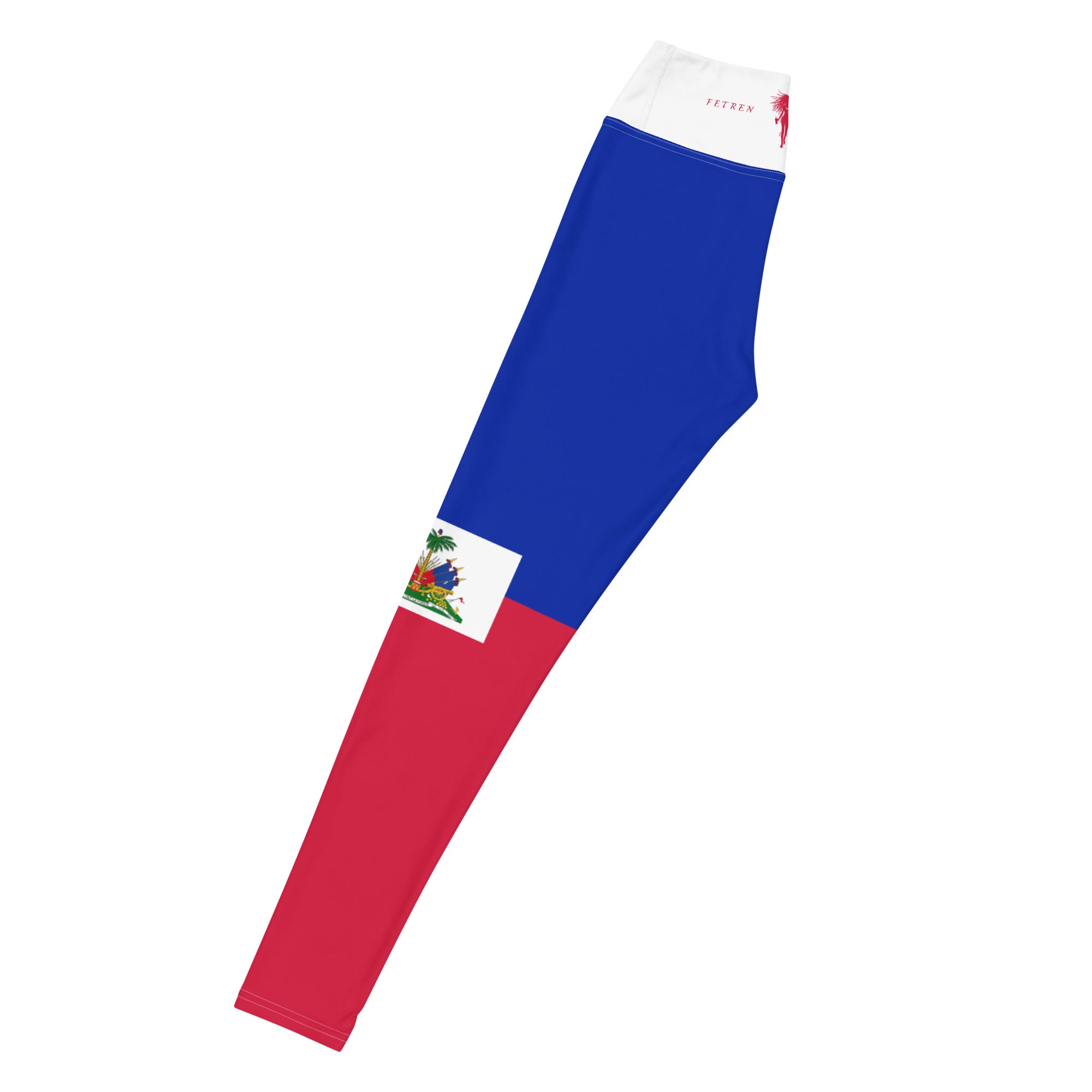 Haiti Flag Yoga Leggings (White)-Fete Massive