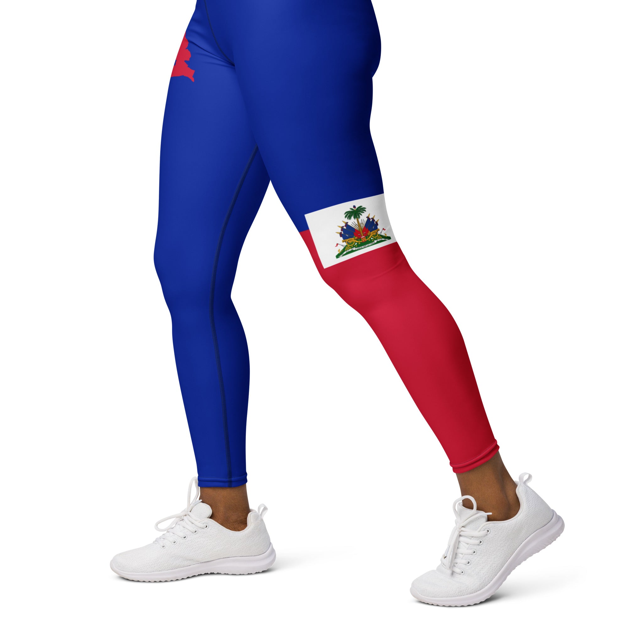 Haiti Flag Yoga Leggings (Blue)-Fete Massive