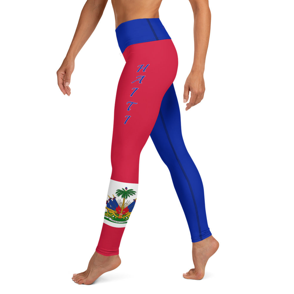 Haiti Flag Yoga Leggings-Fete Massive