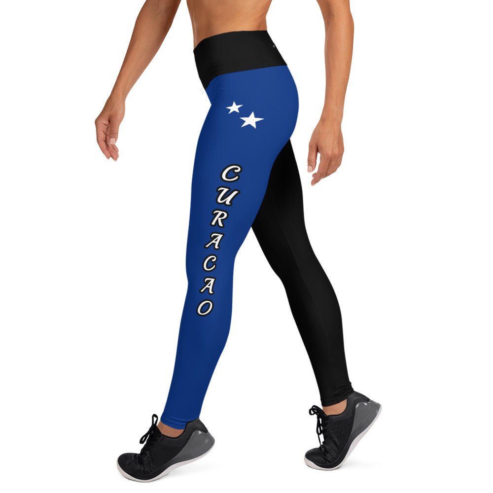 Curacao Flag Yoga Leggings Black-Fete Massive