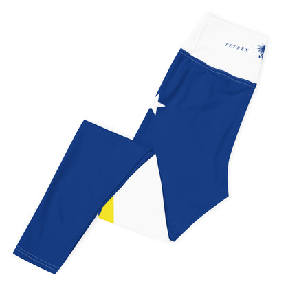 Curacao Flag Yoga Leggings (White)