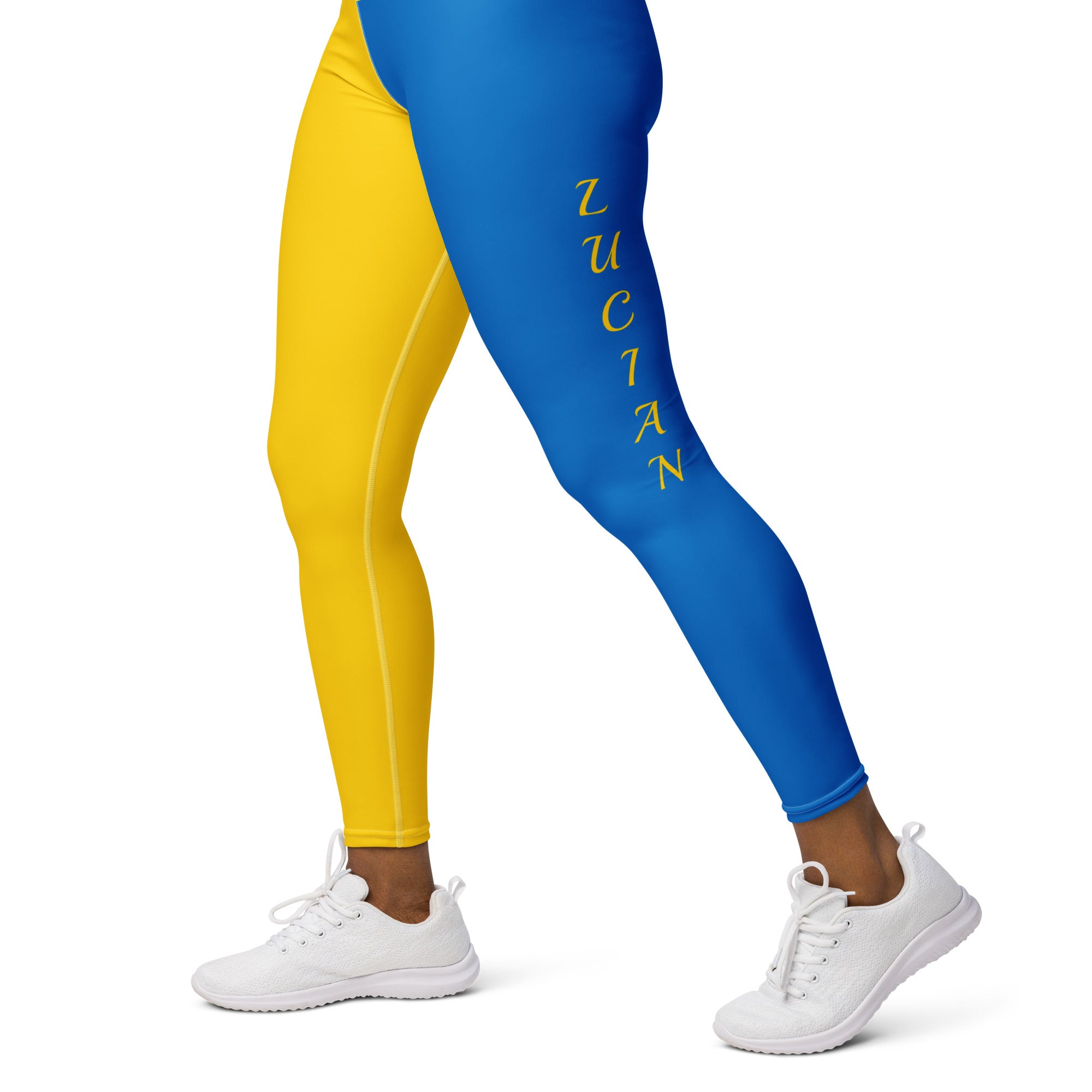 St. Lucia Yoga Leggings (Yellow & Blue)-Fete Massive