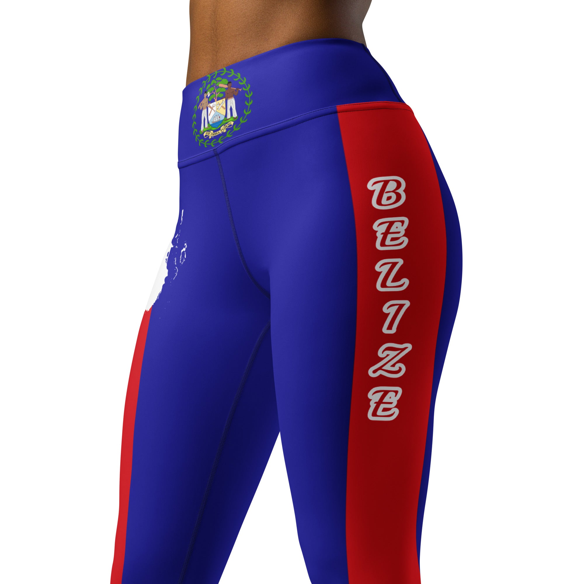 Belize Flag Yoga Leggings-Fete Massive