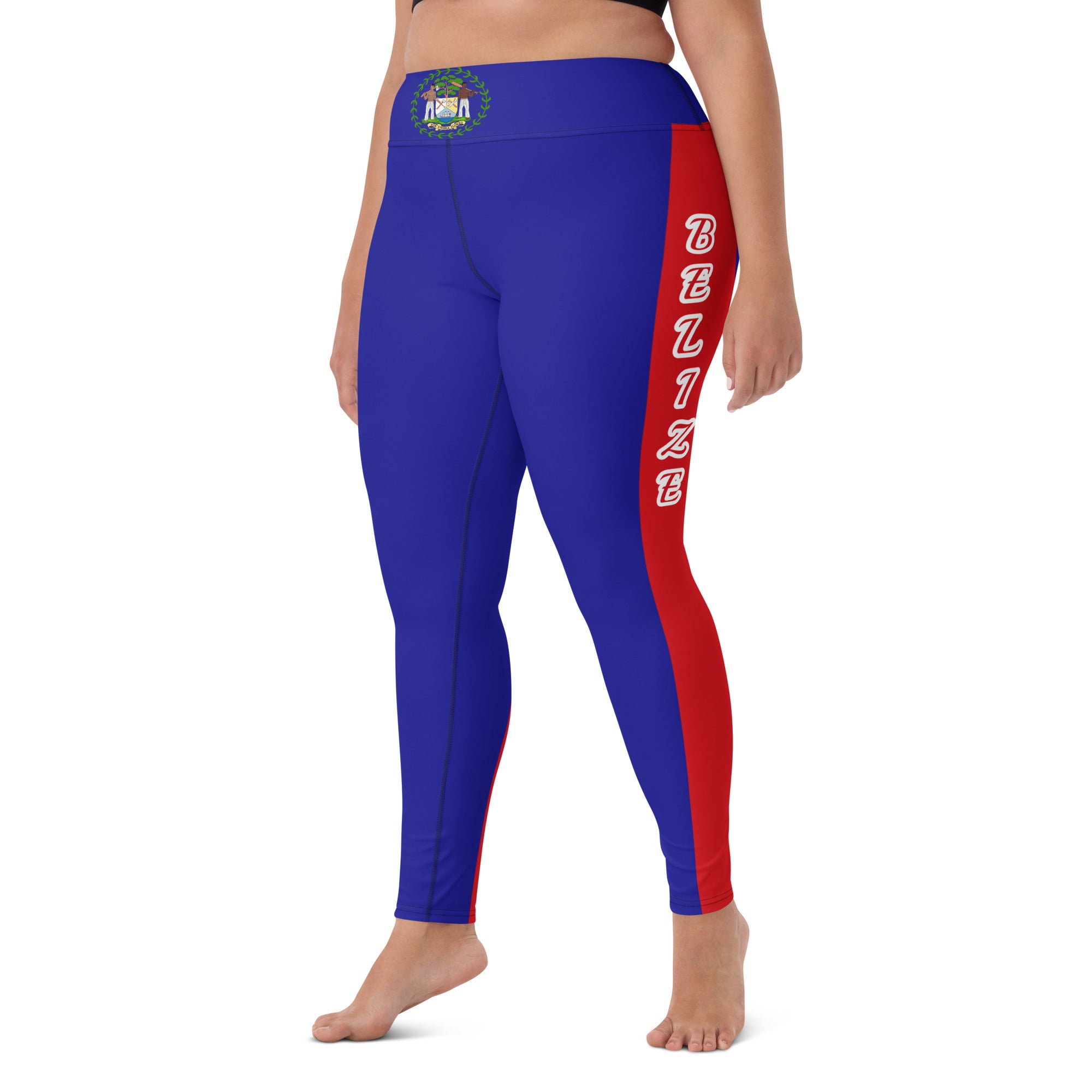 Belize Flag Yoga Leggings-Fete Massive