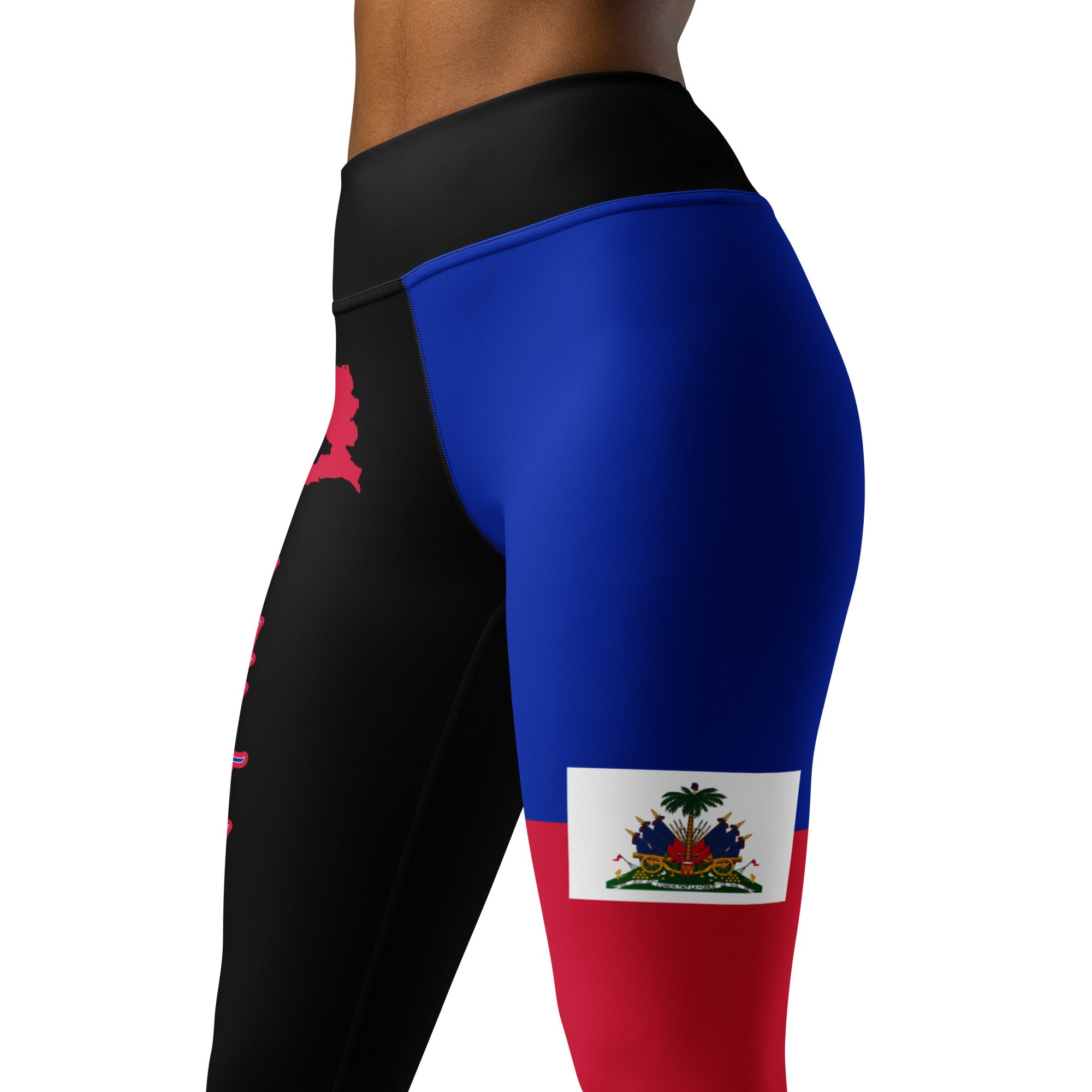 Haiti Flag Yoga Leggings (Black)-Fete Massive