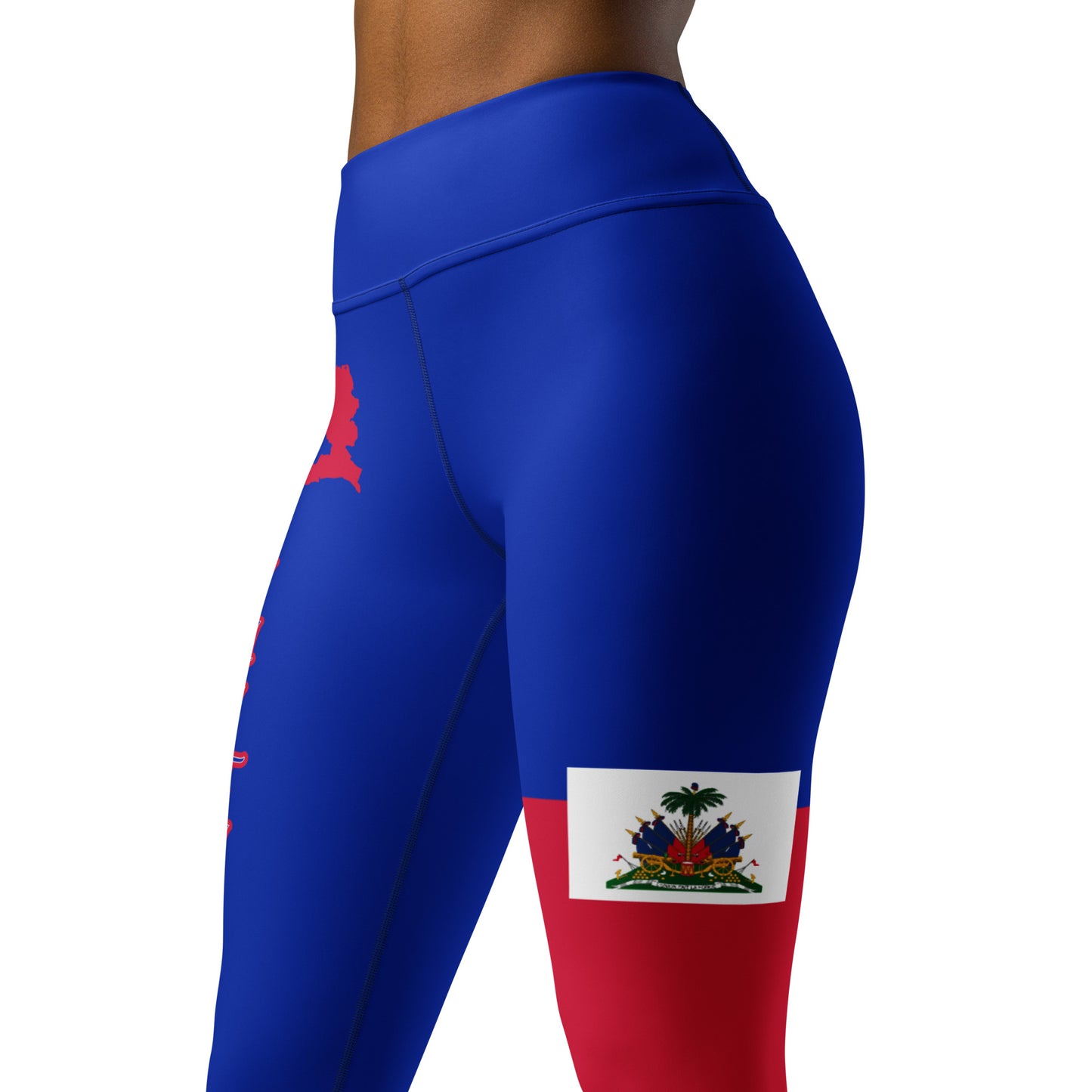 Haiti Flag Yoga Leggings (Blue)