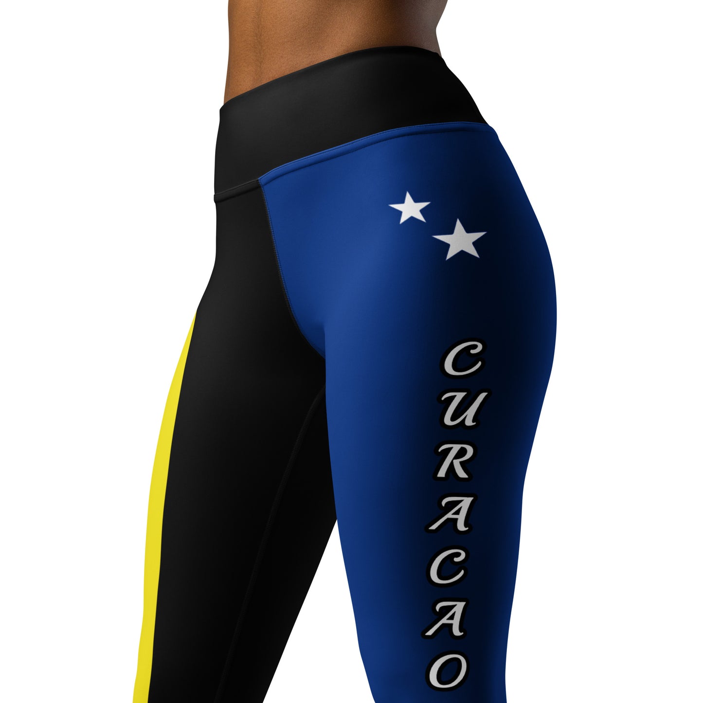 Curacao Flag Yoga Leggings Black