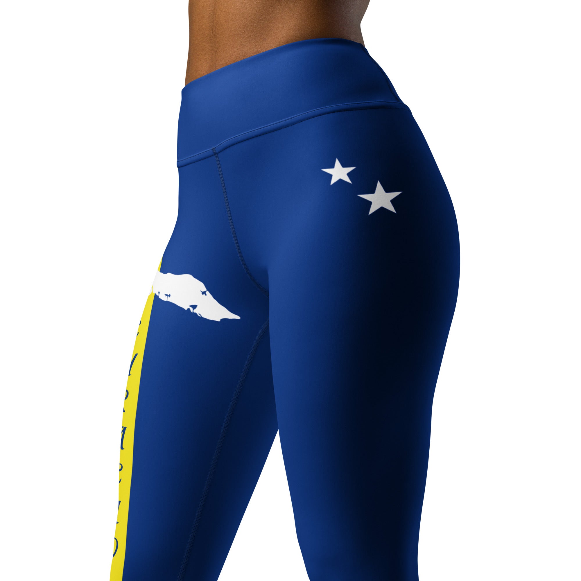 Curacao Flag Yoga Leggings (Blue)-Fete Massive