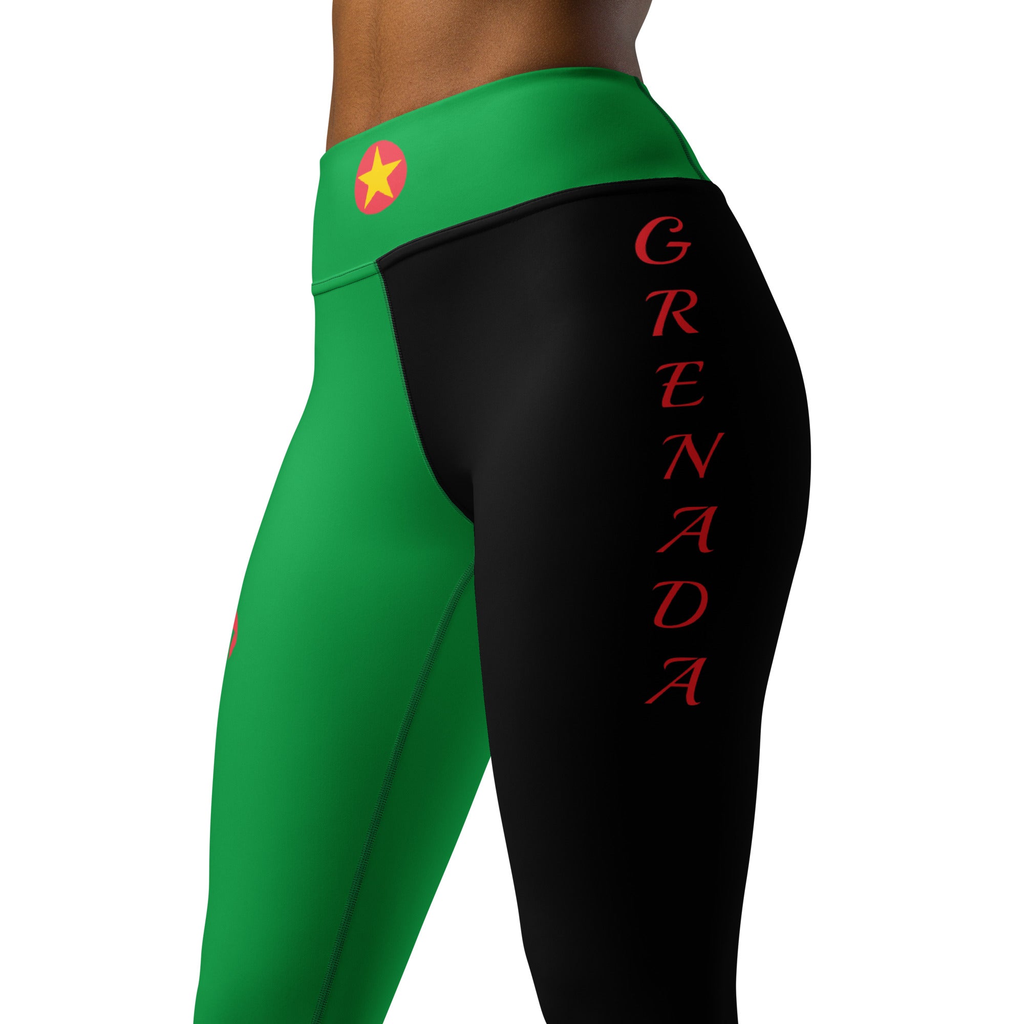 Grenada Yoga Leggings (Green with Black)-Fete Massive