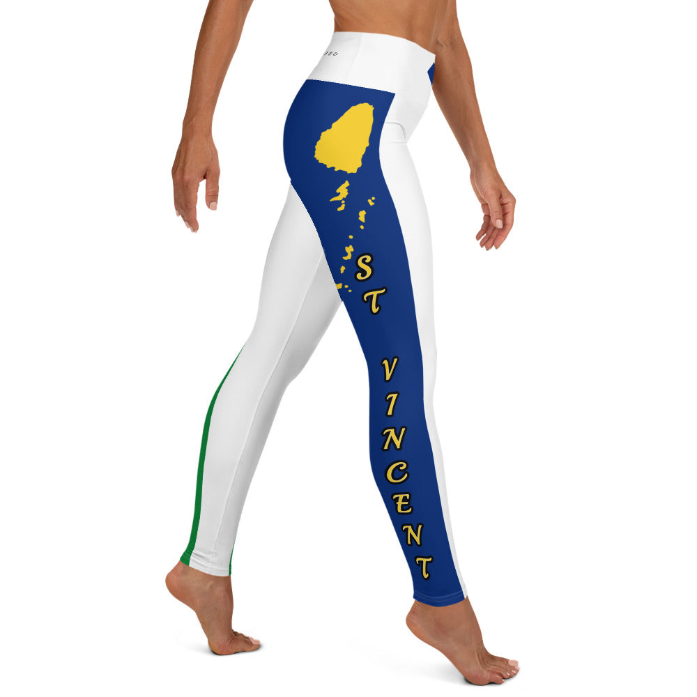 Saint Vincent Flag White Out Edition Yoga Leggings-Fete Massive