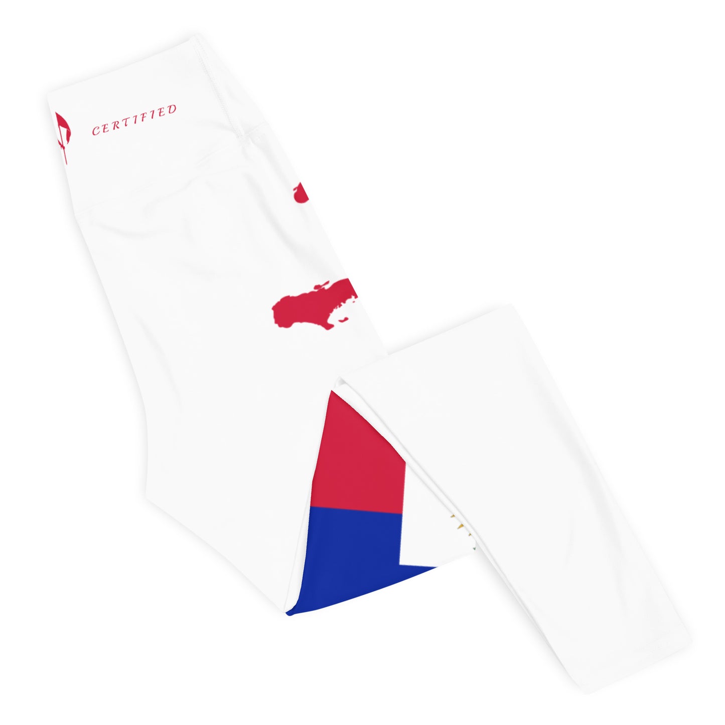 Haiti Flag Yoga Leggings (White)