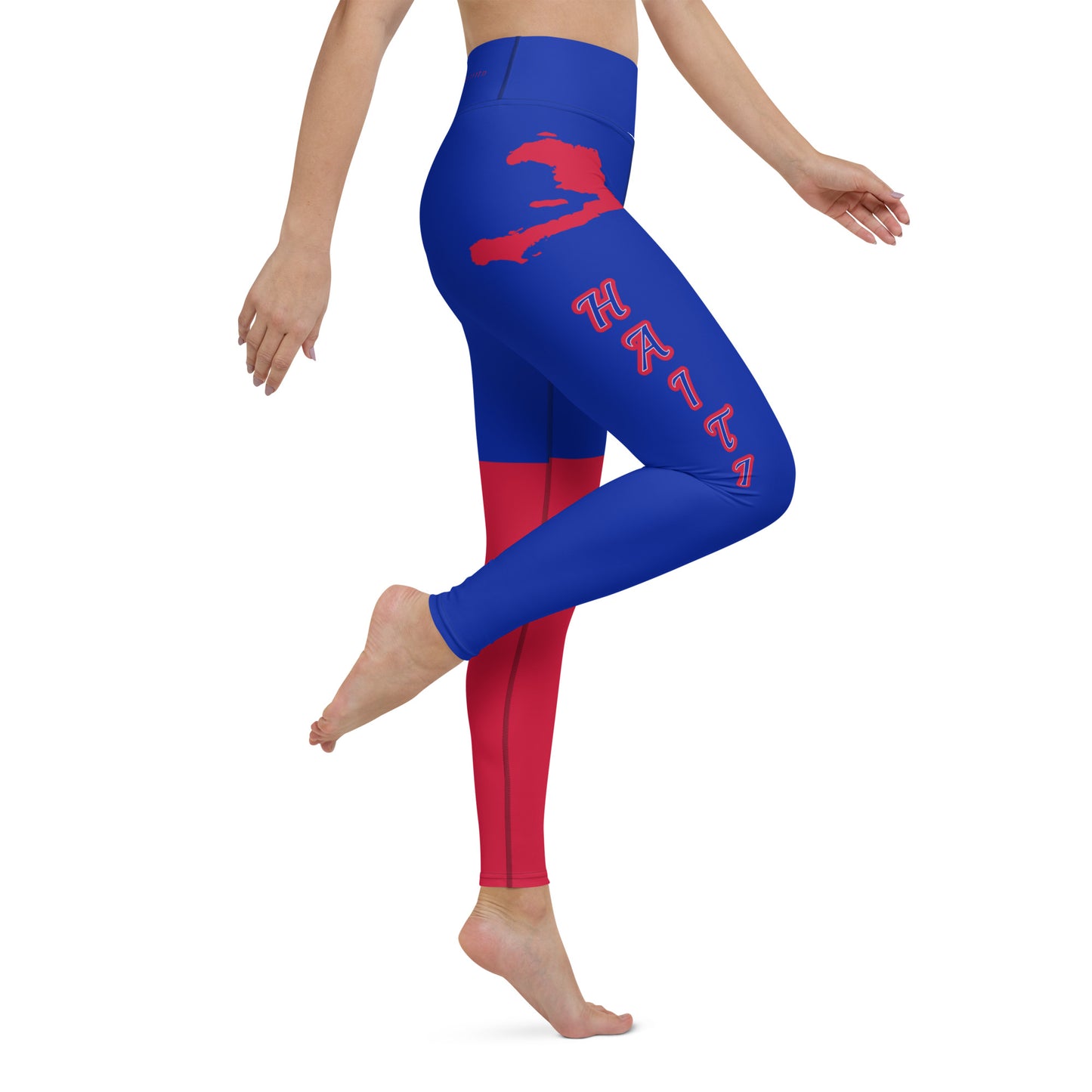 Haiti Flag Yoga Leggings (Blue)