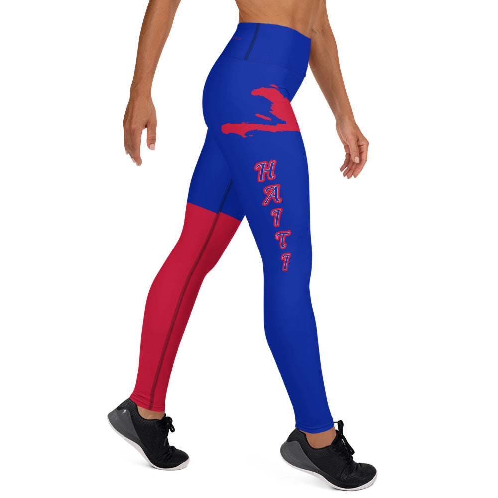 Haiti Flag Yoga Leggings (Blue)-Fete Massive