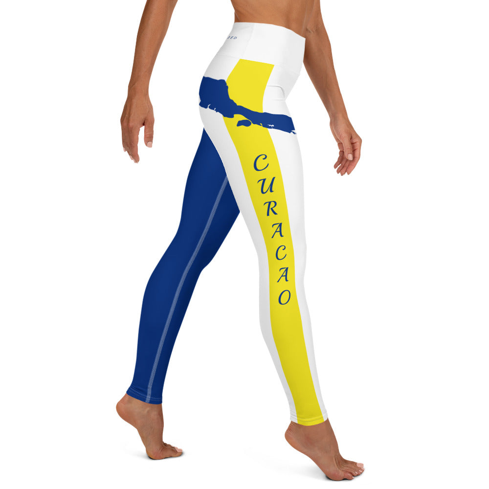 Curacao Flag Yoga Leggings (White)