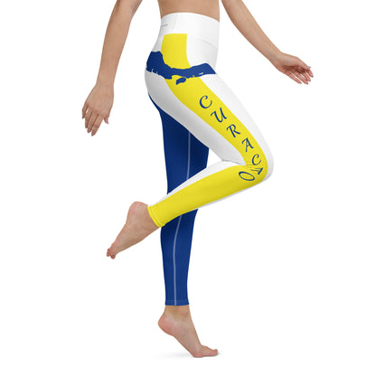 Curacao Flag Yoga Leggings (White)