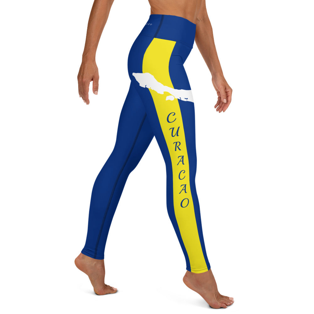 Curacao Flag Yoga Leggings (Blue)-Fete Massive